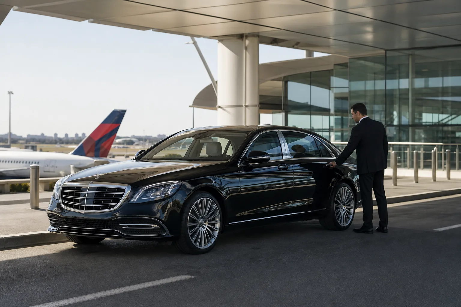 Mercedes-Benz S-Class chauffeur transfer from Sydney Airport to the CBD